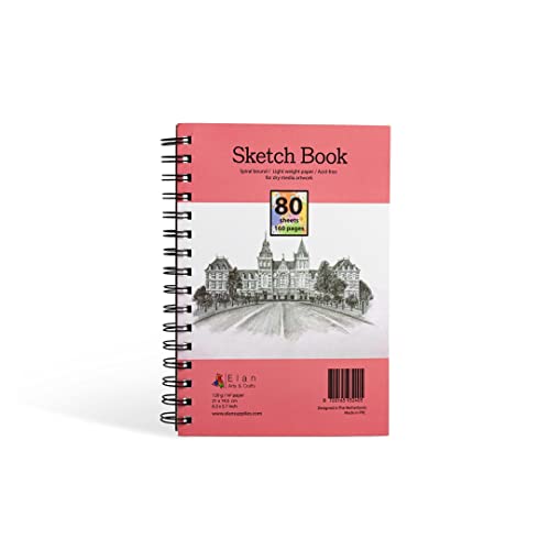 Elan Sketchbook A5. A5 Cuaderno de dibujo espiral encuadernado para artistas. Bloc de dibujo con papel 120 g/m². Block dibujo A5 perfecto para block de dibujo A5. Cuaderno dibujo sketch book A5.