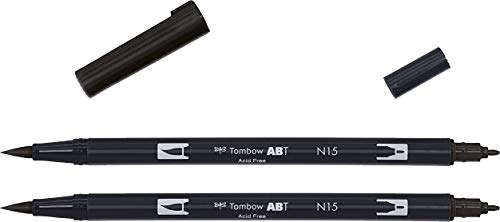 Tombow Abt Dual Brush Pen N15 - Rotulador (2 unidades), color negro