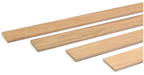 wodewa Listón de madera de roble barnizado, 1 m, listón de terminación, 30 x 4 mm, moldura decorativa para revestimiento de pared, techo o suelo, para manualidades