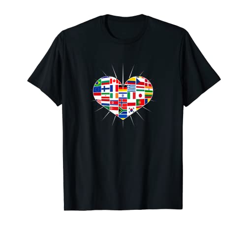 Bandera Mundial Día de la Tierra Corazón Forma Arte Camiseta