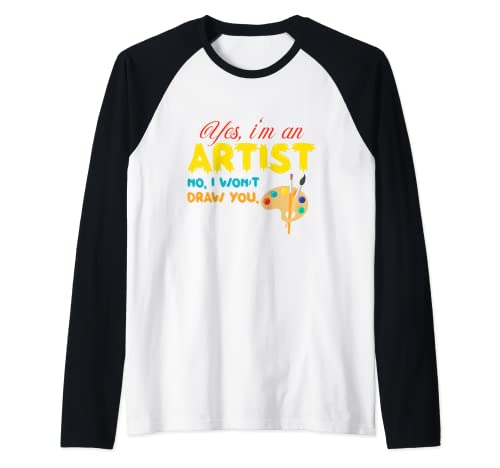 Pintor Dibujo Pintura Pincel Pintor Arte Paleta Pintura Colores Camiseta Manga Raglan