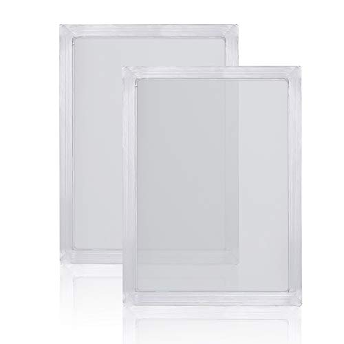 Paquete de 2 marcos de impresión de pantalla de aluminio con malla blanca 43T/110 para serigrafía (10