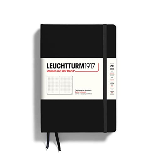 Leuchtturm Albenverlag LEUCHTTURM1917 329398 Libreta de notas, Tapas duras, Medium (A5), 145 x 210 mm, 251 páginas numeradas, Negro, punteado
