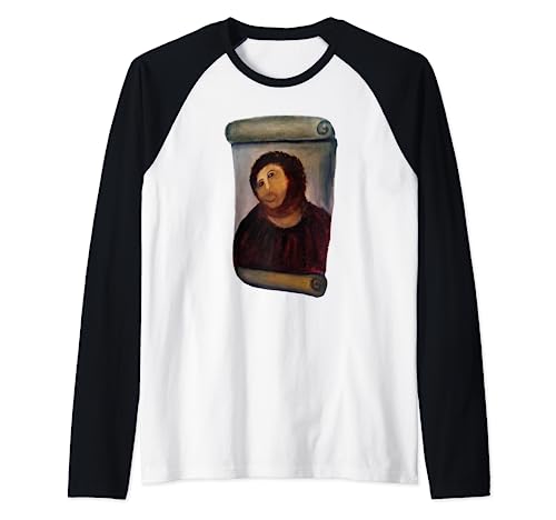 Ecce homo cecilia divertido fresco debajo de la chaqueta gráfico Jesús Camiseta Manga Raglan