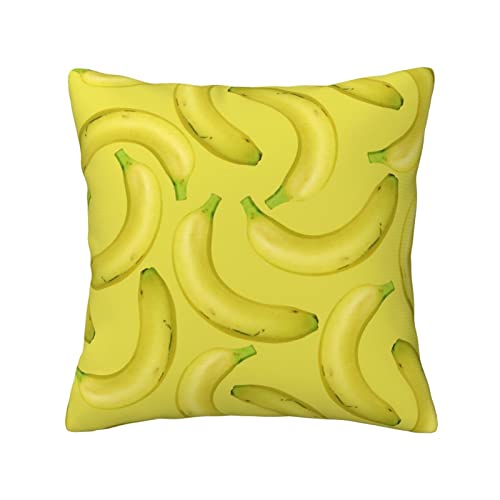Funda de almohada con patrón de plátano, funda de almohada cuadrada súper suave, adecuada para sofá y sala de estar
