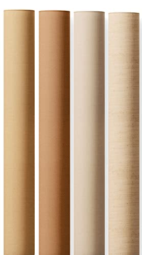 Papers For You Kit 4 Telas de Encuadernar Lisa 142x50cm (Cashmere Beige - Copper Glow - Elegant Cream - Rustic Linen)
