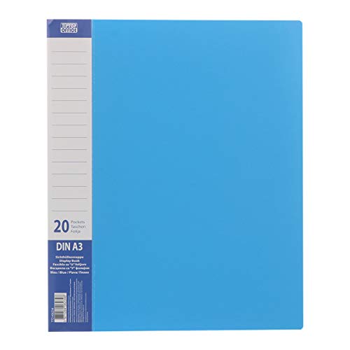 TTO - Carpeta con 20 fundas (PP, A3), color azul