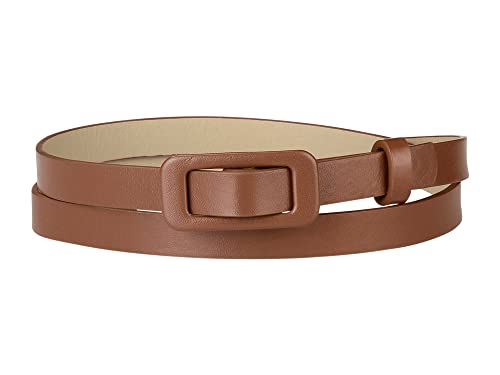 Allegra K Cinturón de cintura no poroso fino Hebilla rectangular Cinturones de talla grande para vestido de jeans marrón Se ajusta a la cintura hasta 99 cm / 39 