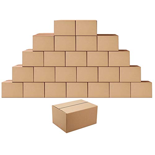 Amazon Brand - Eono Cajas de Carton Corrugado 20,3x15,3x10,2 cm, para Mundanzas o Almacenaje, Cajitas de Envios de Paquete o Embalaje, Marrón, Pack de 25