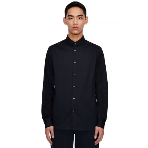 Armani Exchange Smart Stretch Satin Camisa, Negro (Black 1200), 42 (Talla del Fabricante: Medium) para Hombre