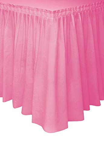 Unique- Falda de mesa de plástico, Color rosa oscuro, 420 cm (50051)