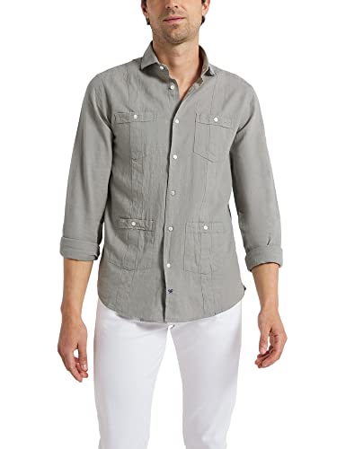 SILBON Guayabera Sport Ligera Dye Verde Claro Manga Larga para Hombre Talla XXL