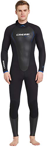 Cressi Altum Full Suit Man 3mm Traje de Neopreno de Una Pieza o Shortry, Hombre, Negro/Azul, M