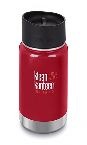 Klean Kanteen Cantimplora ancha para adultos con aislamiento al vacío Cafe Cap 2.0, rojo mineral, M