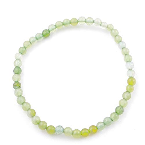 ARITZI - Pulsera elástica de Bolas de 4 mm en Mineral Natural de Ágata Verde