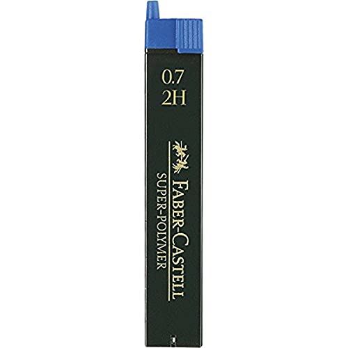 Faber Castell B-9067-2H - Blíster tubo de 12 minas, 0.7 mm 2H, color negro