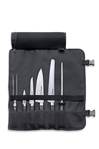 F. DICK ActiveCut 89067000 - Juego de cuchillos (6 piezas, incluye bolsa enrollable y cuchillo de cocina, acero y tenedor de carne, funda de fibra sintética lavable), color negro
