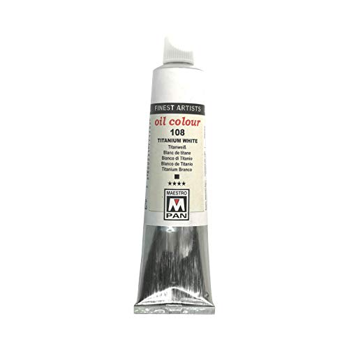 Pintura al óleo para artistas 84 colores Pintura profesional Maestro Pan Tubo de 45 ml (Blanco de titanio)