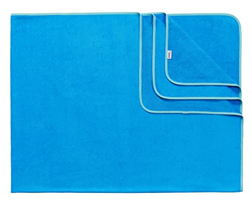 Sowel® Toalla de Playa XXL, Grande para Familia y Parejas, 100% Algodón Orgánico, 200 x 160 cm, Azul/Turquesa
