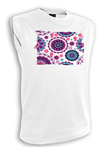 Camiseta SIN Mangas Motivo Flores Rosas carmesi Colores Adorno Tshirt.