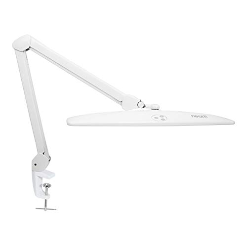 Neatfi Elite HD XL lámpara de tareas con abrazadera, Enchufe Europa, lámpara de escritorio súper brillante, atenuación no polar, diseño ergonómico (58 CM, Blanco)