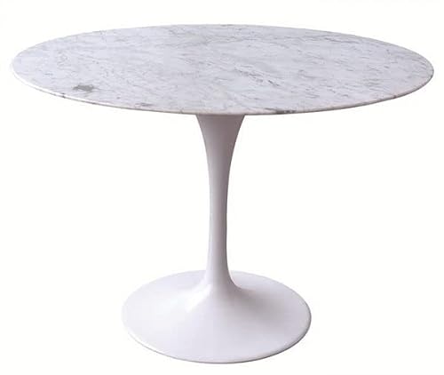Mesa Tulip. Mesa de diseño, Base de Aluminio, Tapa de mármol Blanco de 120 cms de diámetro. Sillas y sillones a Juego Disponibles. Iberahome