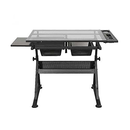 360Home Escritorio regulable en altura inclinable mesa de ordenador mesa de dibujo mesa de trabajo escritorio de cristal