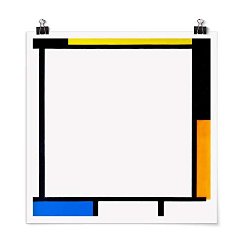 Bilderwelten Poster Piet Mondrian - Composition II Cuadrado, Satinado Adhesivo 70 x 70cm