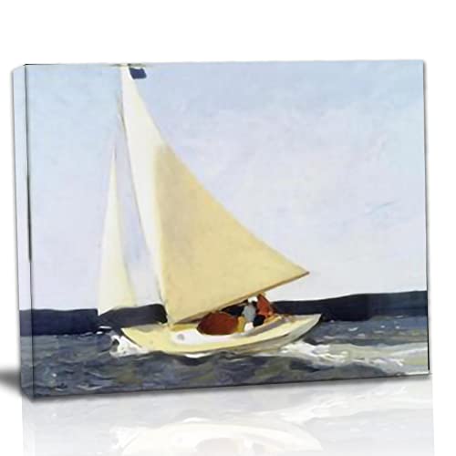 TANEGE Edward Hopper Cuadro Decorativo Canvas Lienzo Impresión |Obras de Arte Para Paredes Del Hogar Montado En Bastidor De《sailing》Enmarcado-65x78cm(25.6x30.7in)