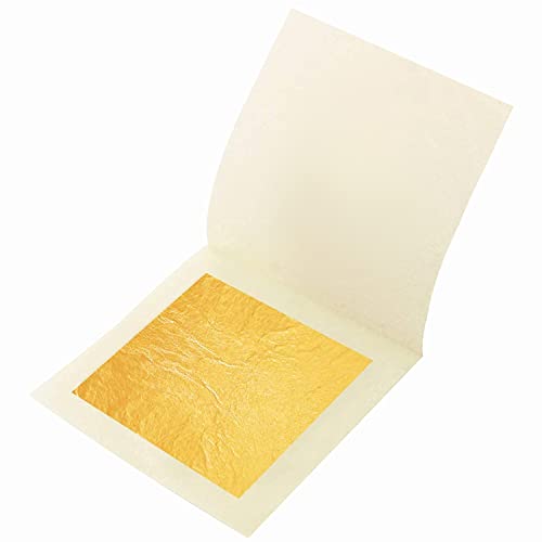 Hojas de hojas de oro comestible de 24 quilates, 4.33x4.33 cm, paquete de 10 hojas de hojas de pan de oro comestible para pasteles, postres, arte y manualidades, máscaras faciales y arte de uñas