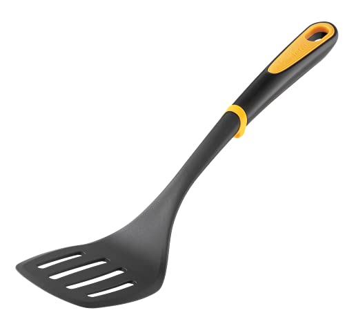 Tefal Chefclub - Espátula de plástico resistente con anillo de silicona seguro, resistente a las manchas, olores, termoresistente, apta para lavavajillas, negro y amarillo, K26332