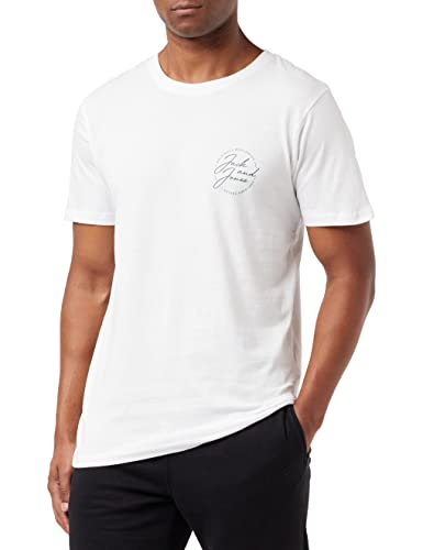 Jack & Jones Jorjerrys tee SS Crew Neck Fst Camiseta, Blanco Brillante/Estampado: Small, L para Hombre