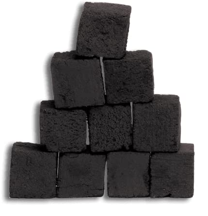 OLI Hookah carbón 4 Paquetes 4x1 kg carbón Natural Coco 256 Cubos Barbacoa Briquetas de Coco Pipa de Agua y Barbacoa Cubo de cachimba Parrilla con Larga duración de combustión