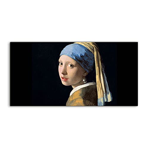 Coloray Pintura acrílica 140x70cm Vidrio Acrílico Cuadro De Pared Sala De Estar Mural Arte - Chica con una perla