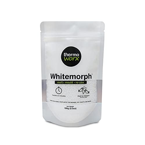 Thermoworx Whitemorph 100 g bioplástico moldeable a mano, fundir, moldear y reutilizar