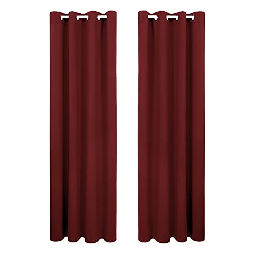 Amazon Brand - Umi Cortinas Navidad Opacas Telas Termicas Aislantes Frio Calor Ruido Luz para Salon Dormitorio 2 Paneles 140x240cm Rojo Oscuro