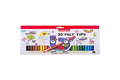 Bruynzeel Juego de bolígrafos de color con punta de fieltro para niños, 30 piezas