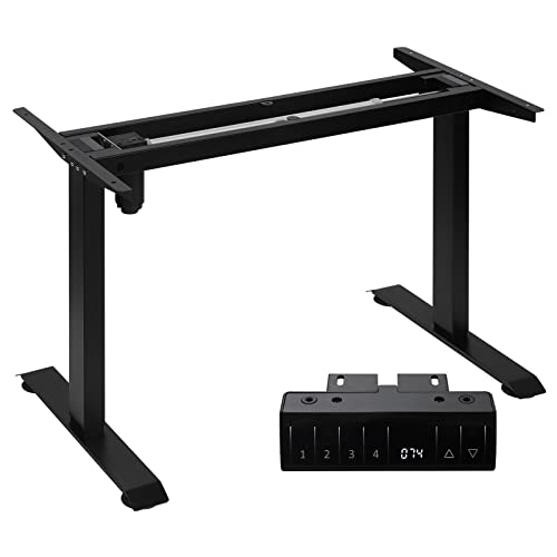 WOLTU Escritorio Electrónico de Altura Ajustable, Mesa de Pie Regulable con 4 Teclados de Memoria Pantalla Digital para Oficina en Casa, Standing Desk de Acero Marco de Escritorio Negro TS152sz