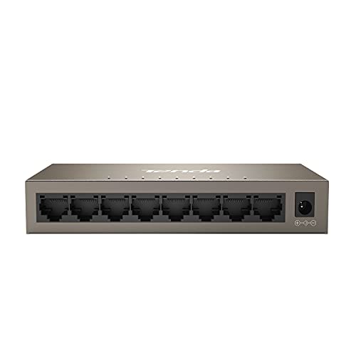 Tenda TEG1008M Switch Ethernet Gigabit, 8 Puerto 10/100/1000 Mbps, Switch RJ45, Auto MDI/MDIX, Entrada DC 9~12V, Escritorio/Montaje en Pared, Plug & Play, Sin Configuración, Silencio, Carcasa Metálica