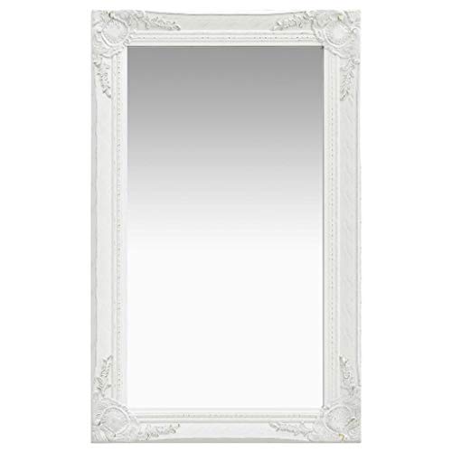 vidaXL Espejo de Pared Estilo Barroco Rectangular Colgante Armario Baño Antiguo Retro Consumo de Maquillaje Decoración Hogar Blanco 50x80 cm