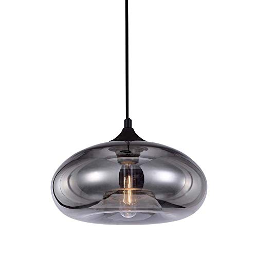 HJXDtech Luz colgante de Pantalla de Cristal Colorida Vintage Industrial Lámpara Colgante de techo retro Loft Bar E27(Gris Espejo)