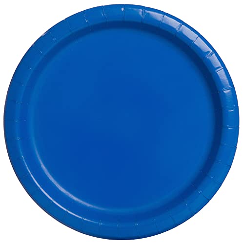 Unique- Platos de Papel Ecológicos-18 cm Azul Rey-Paquete de 20, Color royal blue (31474EU)