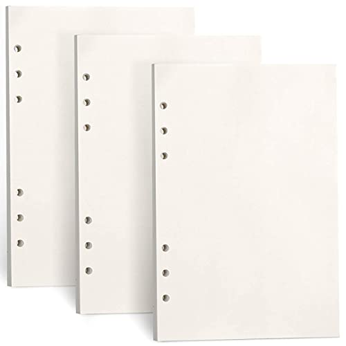 CYH 3 Paquetes Papel de Recambio A5 Hojas de Recambio Papel de Blanco A5 con 6 Anillas para Cuadernos Diarios Planificador Calendario DIY Scrapbooks de 6 Anillas, 135 Hojas/270 Páginas