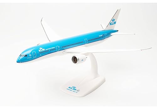 Herpa Miniatura del avión KLM Boeing 787-9 Dreamliner – PH-BHP Tulp/Tulip - Snap-Fit, Escala 1/200, Modelo prefabricado, maqueta de colleción, modelismo, Avion con Soporte, Figura plástico