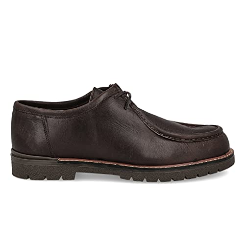 PAYMA - Mocasín Wallabee de Piel Hombre. Náuticos Sport de Cordones. Zapatos de Cordones Hombre Tipo Derby Brogue. Piso de Goma. Color: Marrón Chocolate. Talla EU 42