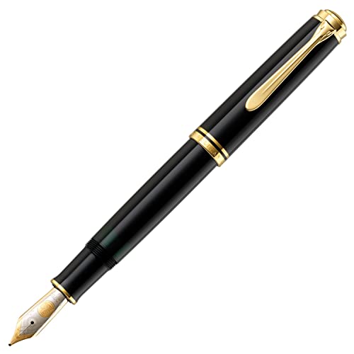 Pelikan Línea Souveraen M800 Clásico Pluma Estilográfica, negro, detalles de oro, plumín de oro bicolor, tamaño M - 986158