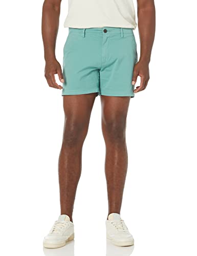 Amazon Essentials Pantalón Corto Chino Elástico, Cómodo, sin Pinzas, de 13 Cm y Ajuste Entallado (Previamente Goodthreads) Hombre, Azul Verdoso, 34W