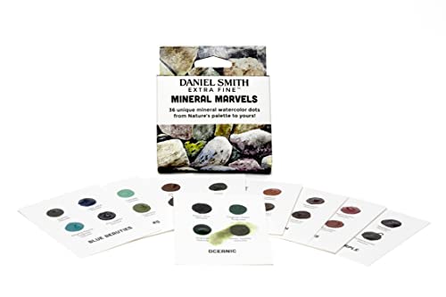 Daniel Smith Extra Fine Watercolor Paint, Mineral Marvels, contains 36 unique mineral watercolor dot samples from Nature's palette (285900105)