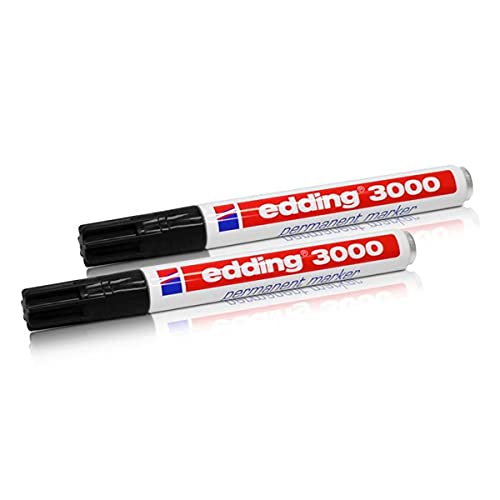 Edding 2 rotuladores permanentes 3000, Color Negro, 1,5-3 mm