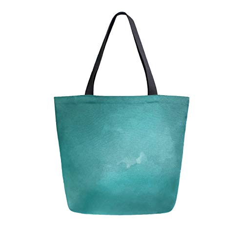 Bolsa de lona con textura azul acuarela para la compra, lavable, reutilizable, bolsa para comestibles, compras, viajes, picnic, escuela